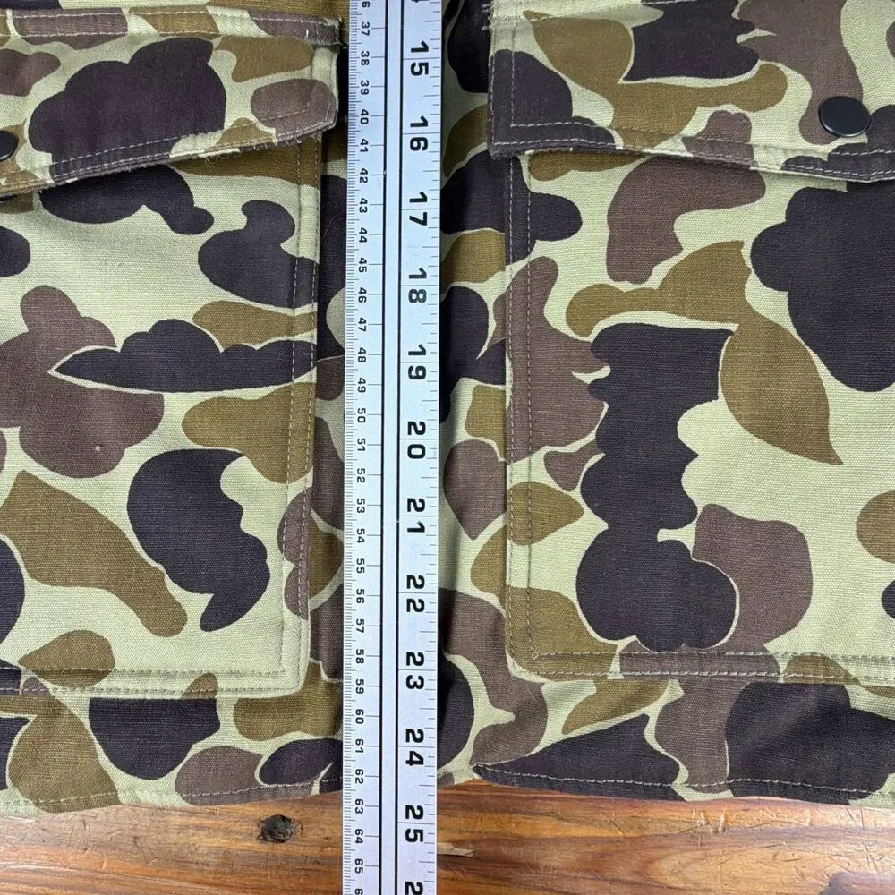 Vtg Duck Camo 80s/90's Puffer Vest Reversible Orange Insulated Sz M Thick/Heavy